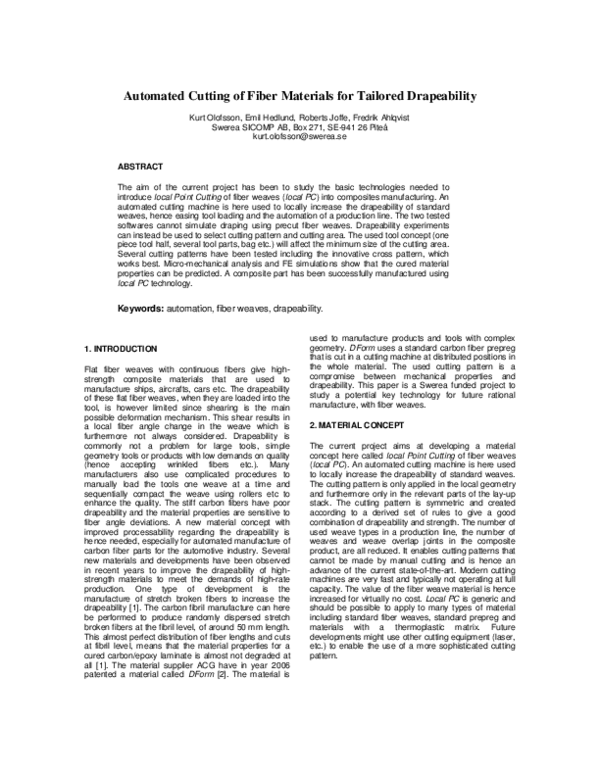 (PDF) Automated cutting of fiber materials for tailored drapeability