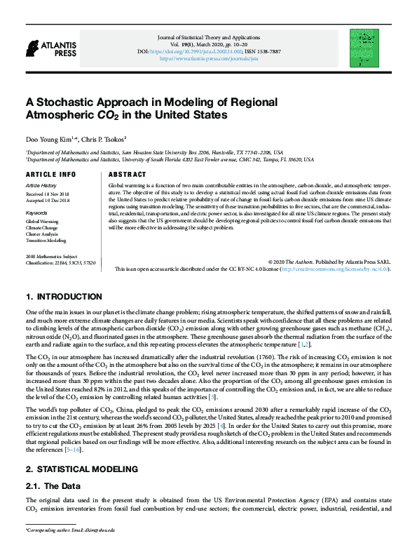 (PDF) A Stochastic Approach in Modeling of Regional Atmospheric CO2 in ...