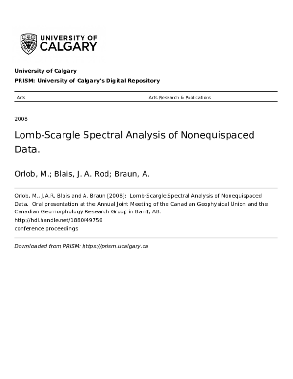 (PDF) Lomb-Scargle Spectral Analysis of Nonequispaced Data