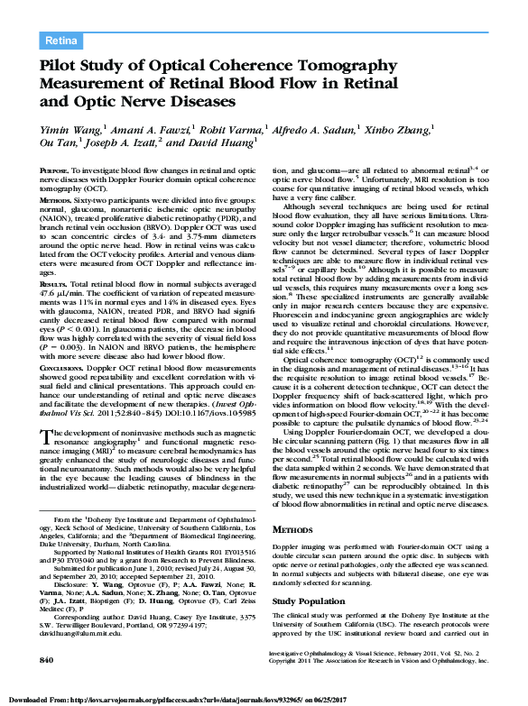 (PDF) Doppler OCT for Retinal Blood Flow Analysis