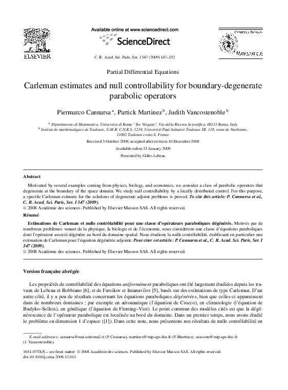 (PDF) Carleman estimates and null controllability for boundary ...