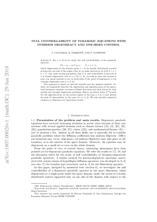 (PDF) Null Controllability for Parabolic Operators with Interior ...