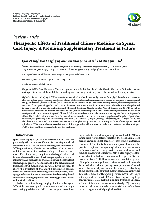 (PDF) Therapeutic Effects of Traditional Chinese Medicine on Spinal ...