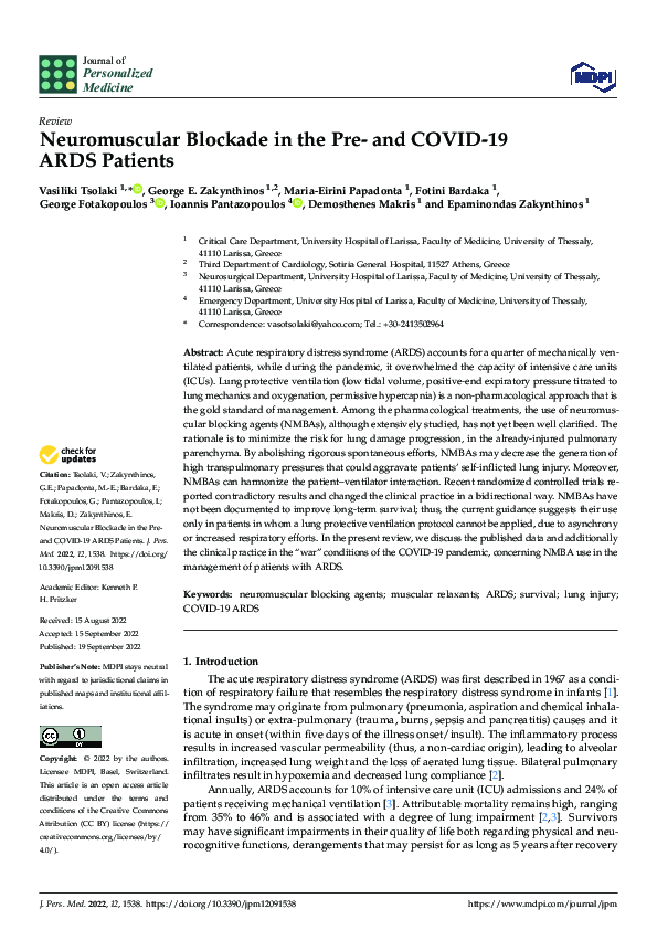 (PDF) Neuromuscular Blockade in the Pre- and COVID-19 ARDS Patients