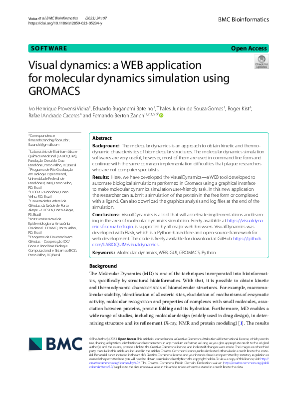 (PDF) Visual dynamics: a WEB application for molecular dynamics ...