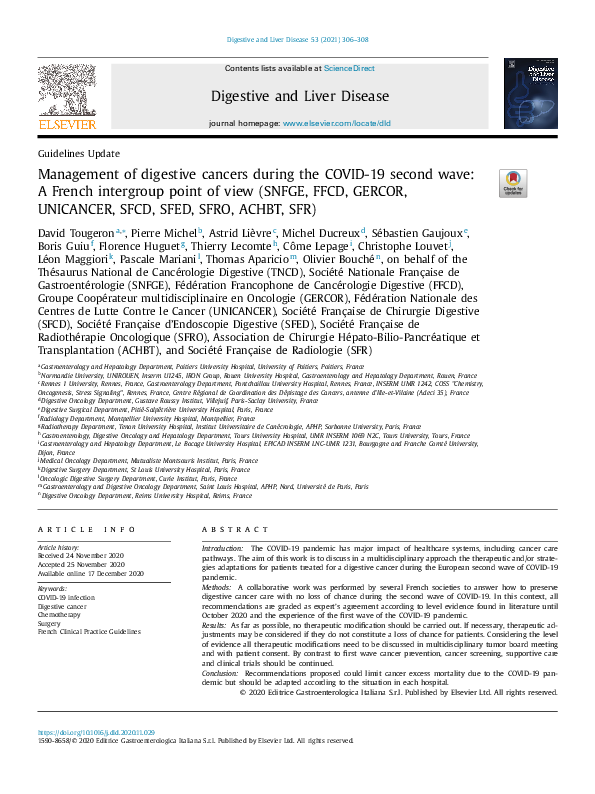 (PDF) Management of digestive cancers during the COVID-19 second wave ...