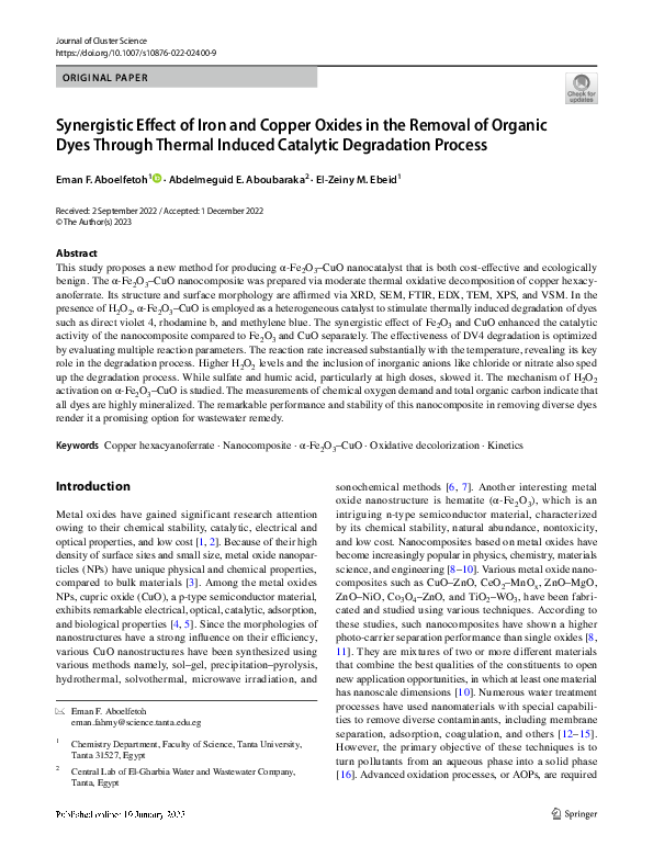 (PDF) Synergistic Effect of Iron and Copper Oxides in the Removal of ...