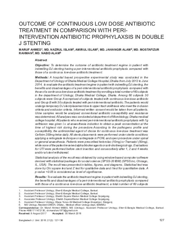 (PDF) of Continuous Low Dose Antibiotic Treatment in Comparison