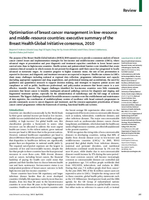 (PDF) Optimisation of breast cancer management in low-resource and ...