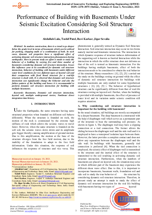 (PDF) Performance of Building with Basements Under Seismic Excitation ...