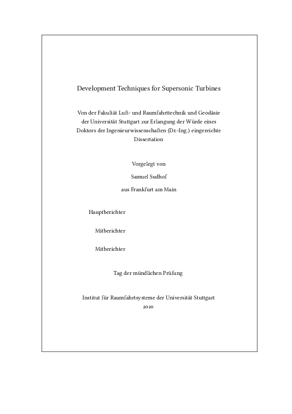 (PDF) Development Techniques for Supersonic Turbines