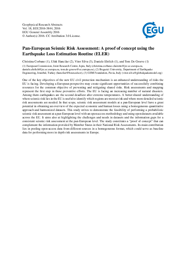 (PDF) Pan-European seismic risk assessment: a proof of concept using ...