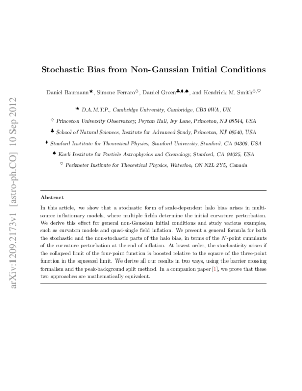 Stochastic bias from non-Gaussian initial conditions