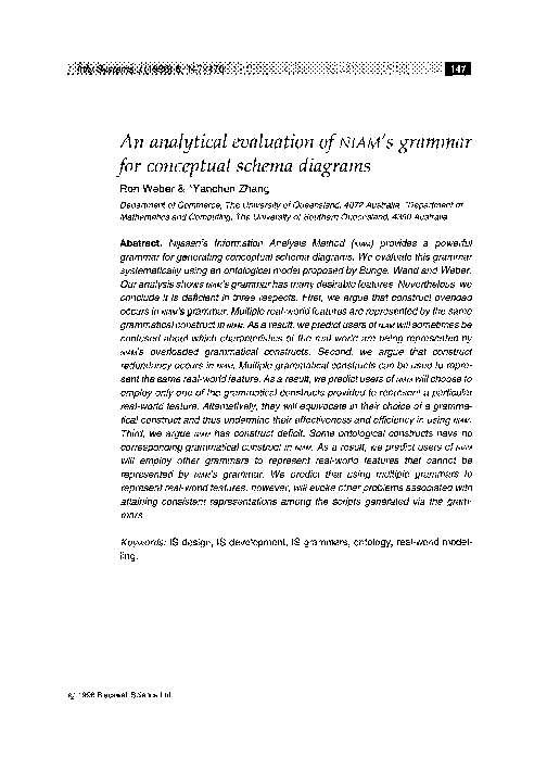 (PDF) An analytical evaluation of NIAM'S grammar for conceptual schema ...