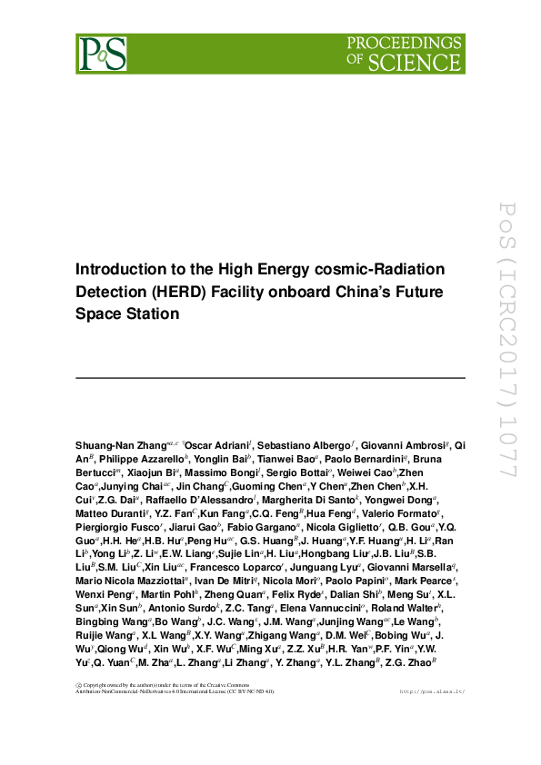 (PDF) Introduction to the High Energy cosmic-Radiation Detection (HERD ...