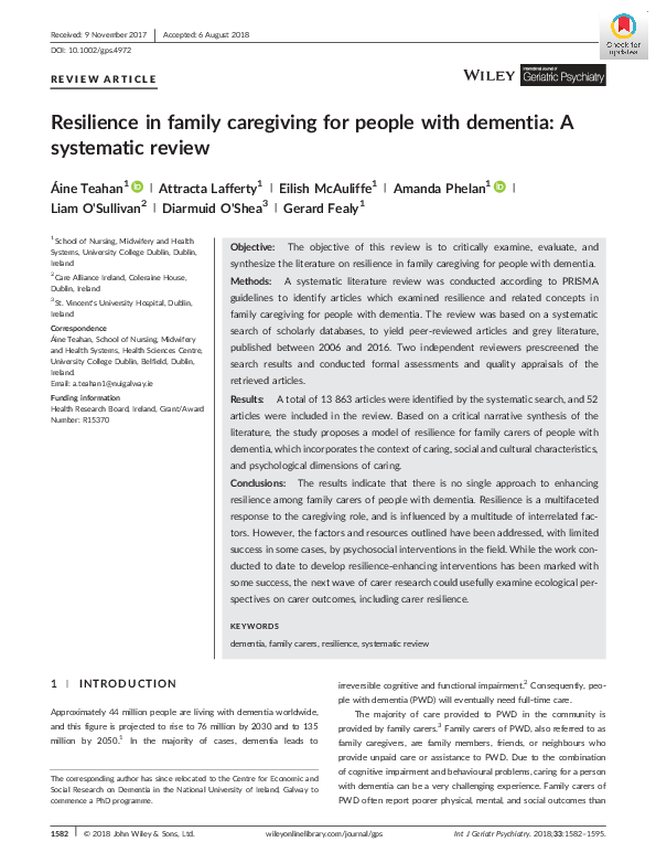 (PDF) Resilience in family caregiving for people with dementia: A ...
