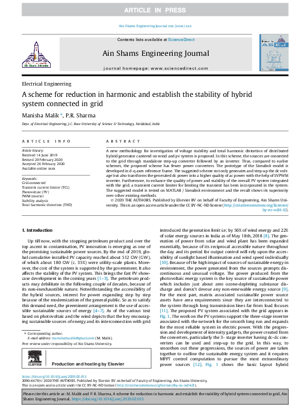 (PDF) A scheme for reduction in harmonic and establish the stability of ...