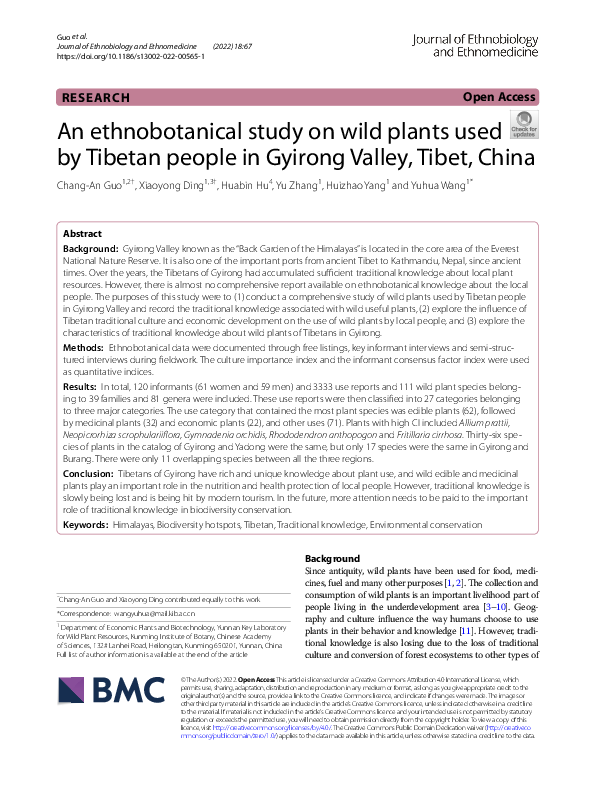 (PDF) An ethnobotanical study on wild plants used by Tibetan people in ...