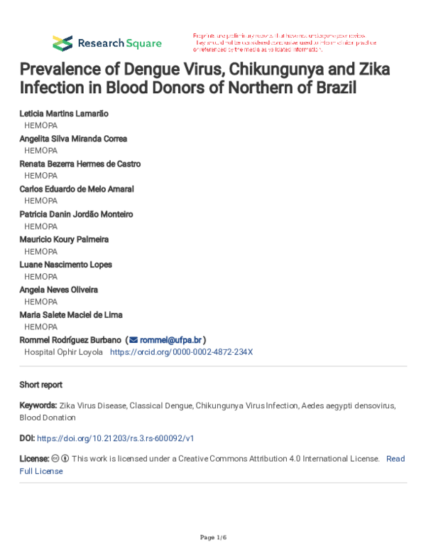 (PDF) Prevalence of Dengue Virus, Chikungunya and Zika Infection in ...