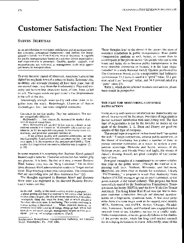 (PDF) Customer Satisfaction: The Next Frontier