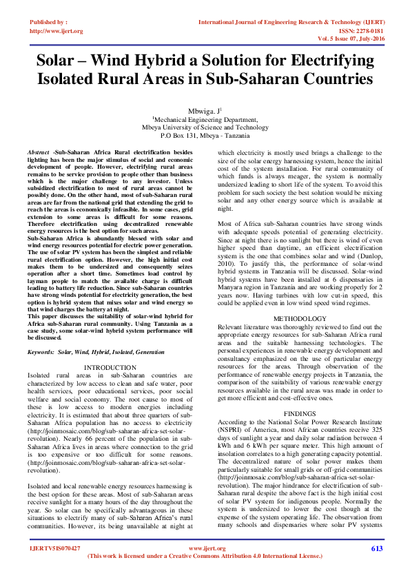 (PDF) Solar - Wind Hybrid a Solution for Electrifying Isolated Rural ...