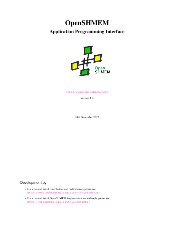 (PDF) OpenSHMEM Specification 1.4