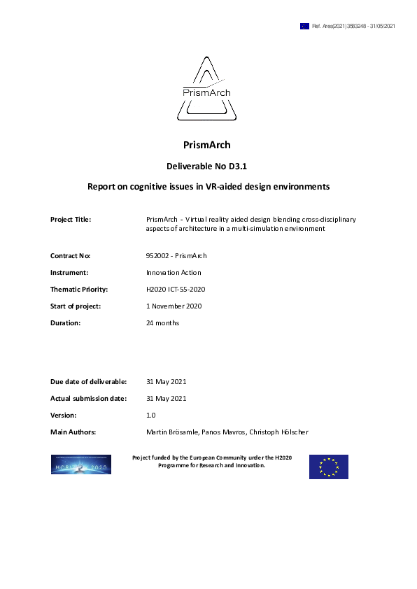 (PDF) D3.1 Report on cognitive issues in VR-aided design environments