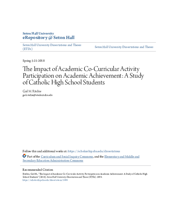 (PDF) The Impact of Academic Co-Curricular Activity Participation on ...