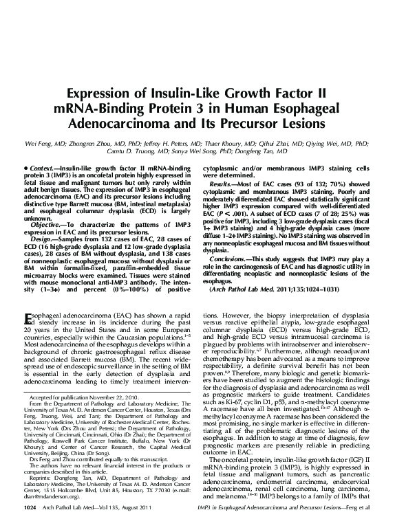 (PDF) Expression of Insulin-Like Growth Factor II mRNA-Binding Protein ...