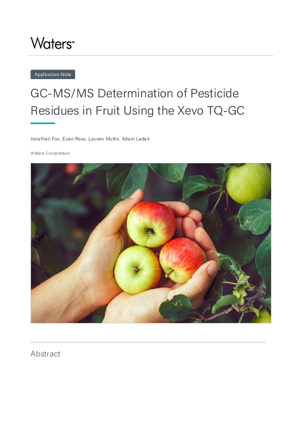 (PDF) GC-MS/MS Determination of Pesticide Residues in Fruit Using the ...