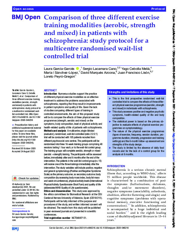 (PDF) Comparison of three different exercise training modalities ...