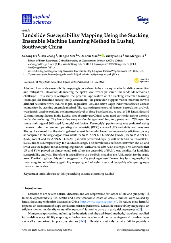 (PDF) Landslide Susceptibility Mapping Using the Stacking Ensemble ...