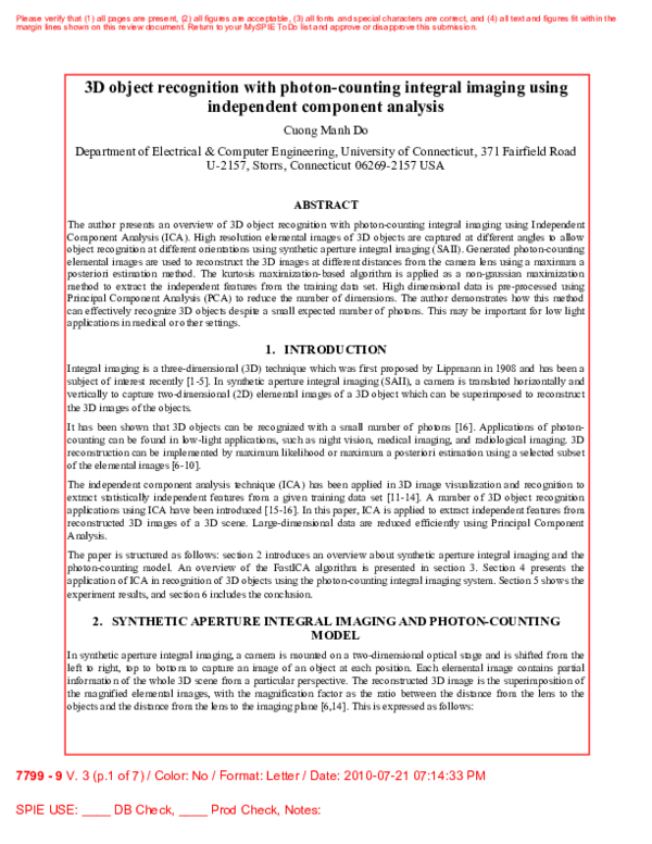 (PDF) 3D object recognition with photon-counting integral imaging using ...