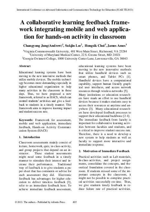 (PDF) A collaborative learning feedback framework integrating mobile ...