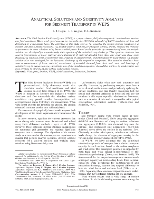 (PDF) Analytical Solutions and Sensitivity Analyses for Sediment ...