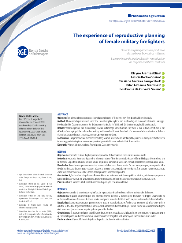 (PDF) The experience of reproductive planning of female military ...