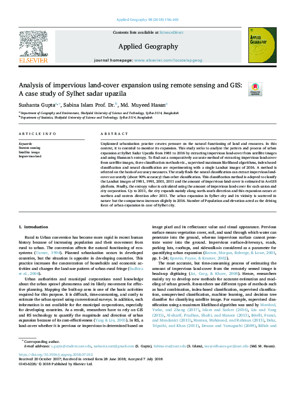 (PDF) Analysis of impervious land-cover expansion using remote sensing ...