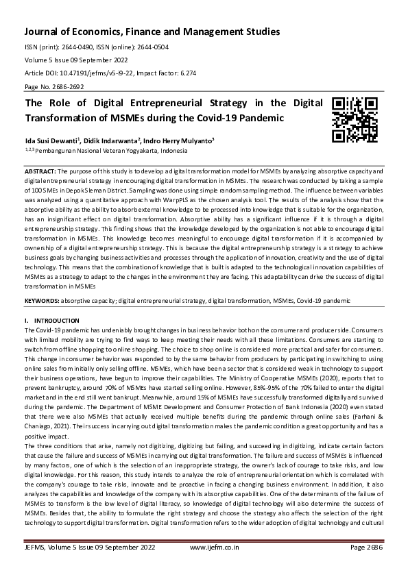 (PDF) The Role of Digital Entrepreneurial Strategy in the Digital ...