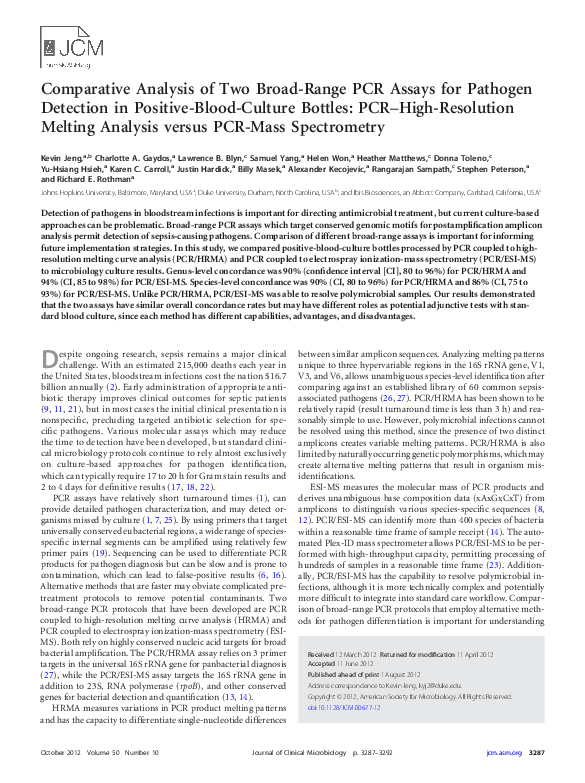 (PDF) Comparative Analysis of Two Broad-Range PCR Assays for Pathogen ...
