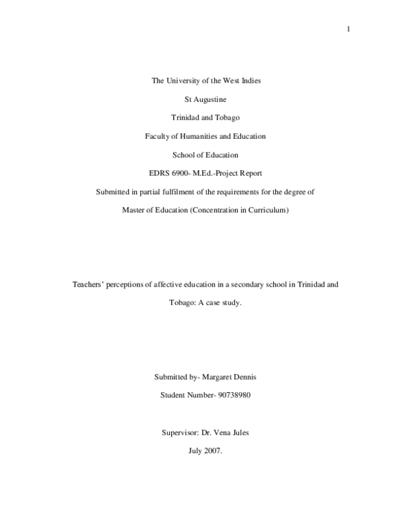 (PDF) Teachers' perceptions of affective education in a secondary ...