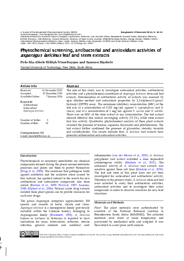(PDF) Phytochemical screening, antibacterial and antioxidant activities ...