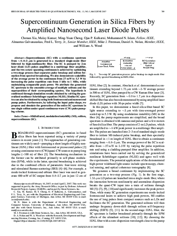 (PDF) Supercontinuum Generation in Silica Fibers by Amplified ...