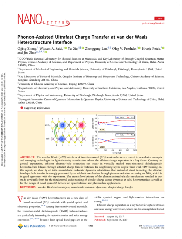 (PDF) Phonon-Assisted Ultrafast Charge Transfer at van der Waals ...