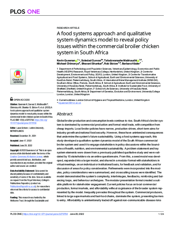 (PDF) A food systems approach and qualitative system dynamics model to ...