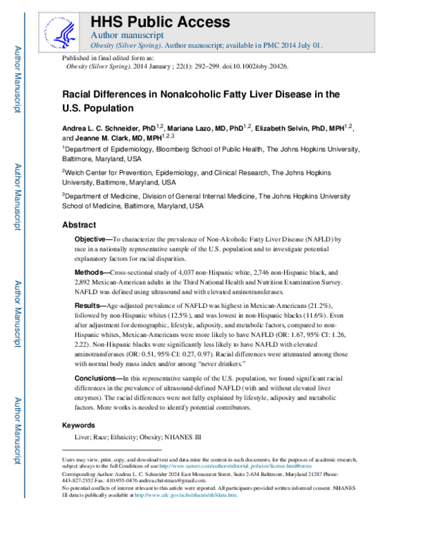 (PDF) Racial differences in nonalcoholic fatty liver disease in the U.S ...