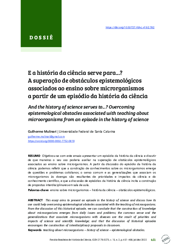 (PDF) DOSSIÊ: E a história da ciência serve para...? A superação de ...