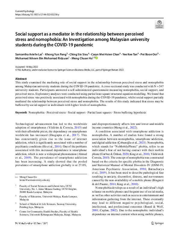 (PDF) Social support as a mediator in the relationship between ...