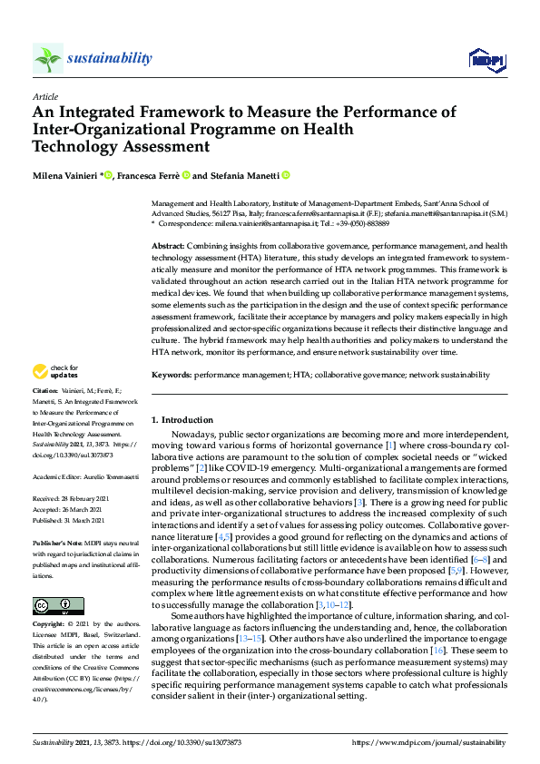 (PDF) An Integrated Framework to Measure the Performance of Inter ...