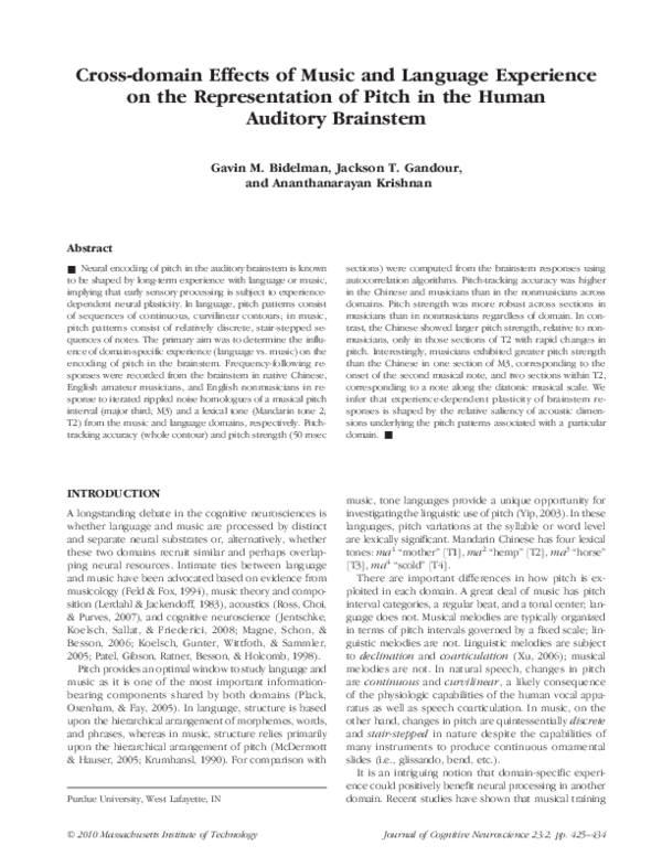(PDF) Cross-domain Effects of Music and Language Experience on the ...