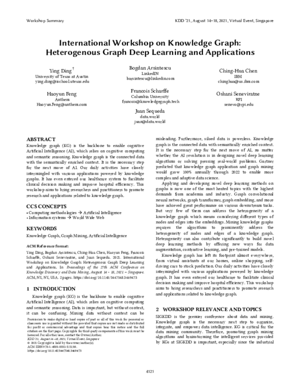 (PDF) International Workshop on Knowledge Graph: Heterogenous Graph ...